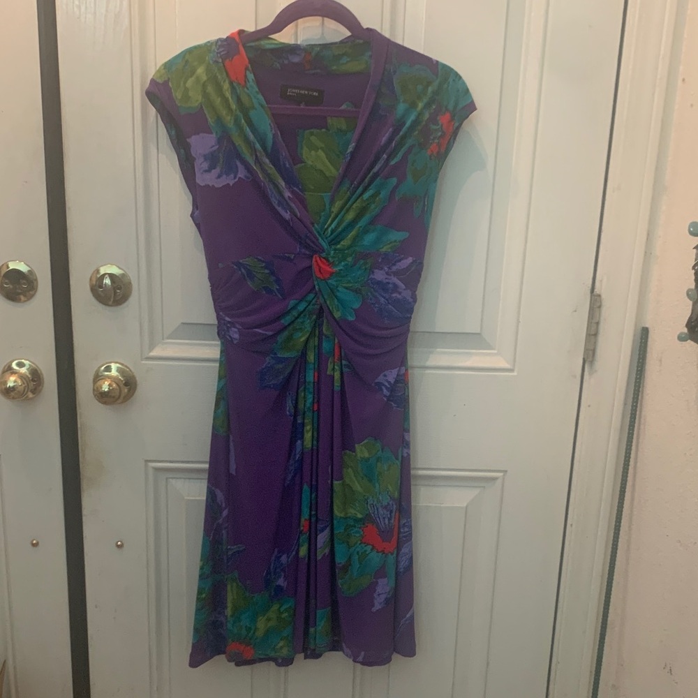 Jones New York Purple Floral Midi Dress